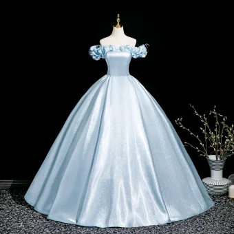 Elegante Himmelblau Applikationen Ballkleider 2025 Ballkleid Off Shoulder Kurze Ärmel Rückenfreies Lange Ball Festliche Kleider