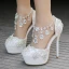 Glittrande Vita Brudskor 2018 Kristall Rhinestone 14 cm Stilettklackar Pande Zote Toe Bröllop Högklackade