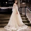 Modern / Fashion Champagne Evening Dresses  2019 A-Line / Princess Appliques Scoop Neck Backless Court Train Formal Dresses