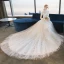 Modern / Fashion Ivory Corset Wedding Dresses 2018 A-Line / Princess Appliques Lace Star High Neck Short Sleeve Cathedral Train