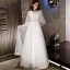 Modern / Fashion Ivory Evening Dresses  2019 A-Line / Princess Rhinestone Sash Glitter V-Neck Backless 1/2 Sleeves Floor-Length / Long Formal Dresses