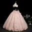 Élégant Rougissant Rose Perlage Paillettes Appliques Robe De Bal 2025 Robe Boule Bretelles Spaghetti Sans Manches Dos Nu Longue Robe De Ceremonie