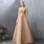 Elegant Gold Evening Dresses  2019 A-Line / Princess Lace Beading Crystal High Neck Backless 1/2 Sleeves Floor-Length / Long Formal Dresses