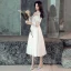 Elegant White Wedding Dresses 2019 A-Line / Princess Lace Spaghetti Straps Backless 3/4 Sleeve Tea-length