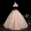 Élégant Rougissant Rose Perlage Paillettes Appliques Robe De Bal 2025 Robe Boule Bretelles Spaghetti Sans Manches Dos Nu Longue Robe De Ceremonie