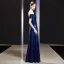 Sparkly Royal Blue Evening Dresses  2019 A-Line / Princess Sequins Scoop Neck Short Sleeve Floor-Length / Long Formal Dresses