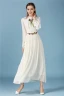 Modern / Fashion Beige Dating Maxi Dresses 2019 A-Line / Princess Embroidered Scoop Neck Long Sleeve Tea-length Womens Clothing