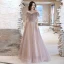 Charmant Violet Gris Robe De Soirée 2021 Princesse De l'épaule Perlage Perle Faux Diamant Manches Courtes Dos Nu Train De Balayage Robe De Ceremonie