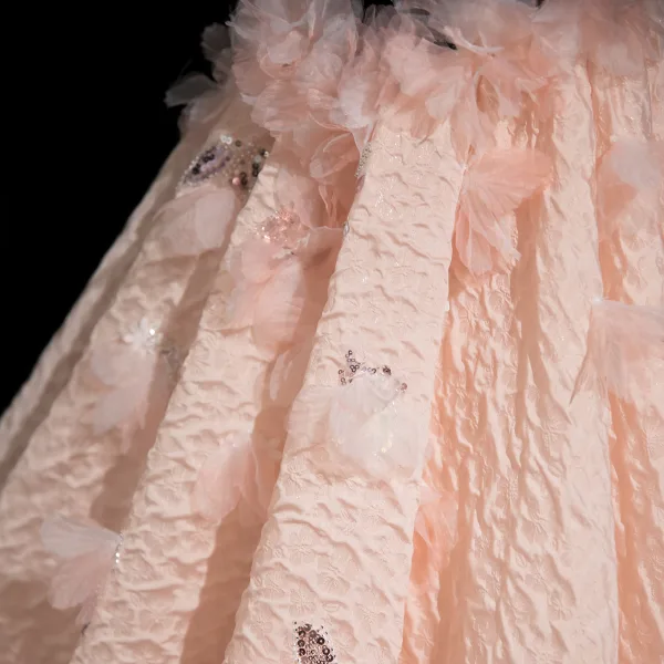 Élégant Rougissant Rose Perlage Paillettes Appliques Robe De Bal 2025 Robe Boule Bretelles Spaghetti Sans Manches Dos Nu Longue Robe De Ceremonie