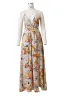 Chic / Belle Beige Plage Robes longues 2019 Impression Bretelles Spaghetti Fond croisé plongeant Dos Nu Sans Manches Longue Vêtements Femme