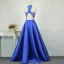 Vintage / Originale 2 Pièces Bleu Roi Robe De Soirée 2019 Princesse En Dentelle Cristal Col Haut Sans Manches Dos Nu Longue Robe De Ceremonie