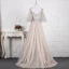 Modern / Fashion Grey Handmade  Beading Evening Dresses  2019 A-Line / Princess Rhinestone Sequins V-Neck Bell sleeves Backless Floor-Length / Long Formal Dresses