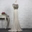 Luxury / Gorgeous Khaki Handmade  Beading Evening Dresses  2019 Trumpet / Mermaid Crystal Rhinestone Scoop Neck Sleeveless Backless Sweep Train Formal Dresses