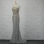Luxury / Gorgeous Silver Handmade  Beading Evening Dresses  2019 Trumpet / Mermaid Crystal Sequins Rhinestone Tassel Scoop Neck Sleeveless Sweep Train Formal Dresses