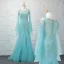 Luxury / Gorgeous Champagne Handmade  Beading Evening Dresses  2019 Trumpet / Mermaid Crystal Rhinestone Sequins Scoop Neck Bell sleeves Sweep Train Formal Dresses