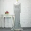 Luxury / Gorgeous Champagne Handmade  Beading Evening Dresses  2019 Trumpet / Mermaid Crystal Sequins Scoop Neck Long Sleeve Sweep Train Formal Dresses