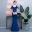Chic / Beautiful Burgundy Evening Dresses  2019 Trumpet / Mermaid Crystal V-Neck Sleeveless Backless Floor-Length / Long Formal Dresses