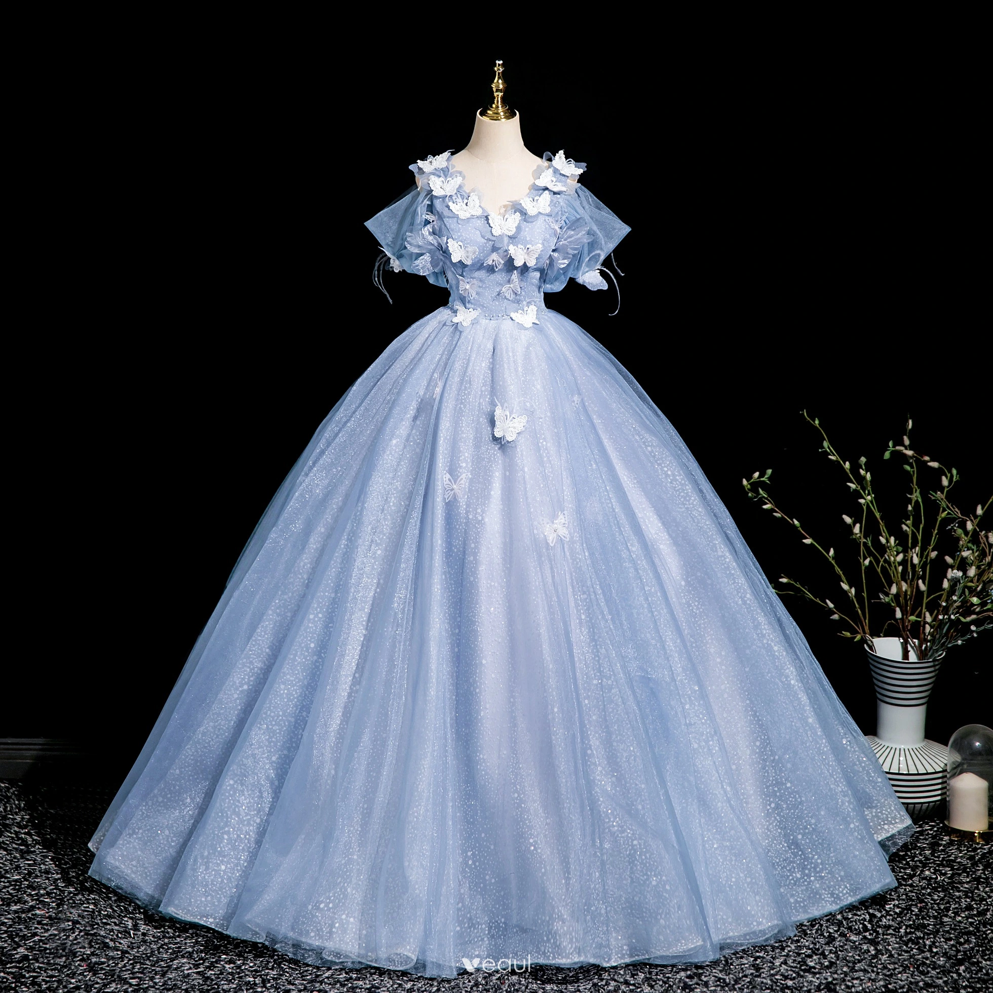 Backless Butterfly Sleeve Party Dress With Pearls Backless Butterfly Sleeve Party Dress With Pearls