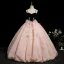 Élégant Rougissant Rose Perlage Paillettes Appliques Robe De Bal 2025 Robe Boule Bretelles Spaghetti Sans Manches Dos Nu Longue Robe De Ceremonie