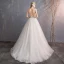 Elegant Ivory Wedding Dresses 2019 A-Line / Princess Lace Appliques Beading Sequins Scoop Neck Sleeveless Backless Court Train