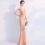 Scintillantes Champagne Robe De Soirée 2019 Trompette / Sirène Cristal Paillettes V-Cou Sans Manches Dos Nu Longue Robe De Ceremonie