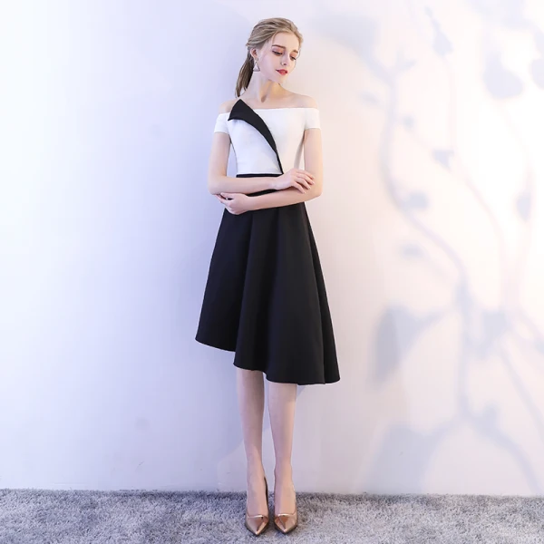 black and white one shoulder dress ASOS Black Premium Drape Front Midi Dress UK 18