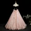 Élégant Rougissant Rose Perlage Paillettes Appliques Robe De Bal 2025 Robe Boule Bretelles Spaghetti Sans Manches Dos Nu Longue Robe De Ceremonie