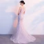 Chic / Belle Lavande Robe De Soirée 2019 Trompette / Sirène Appliques En Dentelle Paillettes Encolure Dégagée Sans Manches Tribunal Train Soirée Robe De Ceremonie