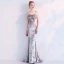 Sexy Argenté Robe De Soirée 2019 Trompette / Sirène Daim Perlage Perle Bretelles Spaghetti Sans Manches Dos Nu Train De Balayage Robe De Ceremonie
