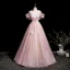 Flower Fairy Blushing Pink Butterfly Appliques Beading Prom Dresses 2025 Ball Gown V-Neck Sleeveless Backless Floor-Length / Long Prom Formal Dresses