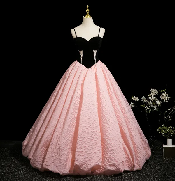 Schöne Rosa Ballkleider 2025 Ballkleid Spaghettiträger Ärmellos Rückenfreies Lange Festliche Kleider