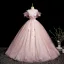 Flower Fairy Blushing Pink Butterfly Appliques Beading Prom Dresses 2025 Ball Gown V-Neck Sleeveless Backless Floor-Length / Long Prom Formal Dresses
