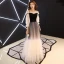 Modern / Fashion Gradient-Color Black Evening Dresses  2019 A-Line / Princess Spaghetti Straps Pleated 3/4 Sleeve Backless Floor-Length / Long Formal Dresses