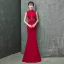 Charming Burgundy Evening Dresses  2019 Trumpet / Mermaid High Neck Beading Crystal Tassel Sleeveless Floor-Length / Long Formal Dresses
