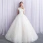 Élégant Ivoire Robe De Mariée 2019 Robe Boule De l'épaule Perlage En Dentelle Appliques Manches Courtes Dos Nu Longue