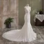 Sexy Simple Ivoire Trompette / Sirène Robe De Mariée 2021 Bretelles Spaghetti Sans Manches Dos Nu En Dentelle Fleur Cathedral Train Mariage