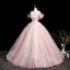 Flower Fairy Blushing Pink Butterfly Appliques Beading Prom Dresses 2025 Ball Gown V-Neck Sleeveless Backless Floor-Length / Long Prom Formal Dresses