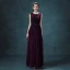 Chic / Beautiful Grape Bridesmaid Dresses 2018 A-Line / Princess Bow Flower Scoop Neck Backless Sleeveless Floor-Length / Long Wedding Party Dresses