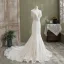 Charmant Blanche Trompette / Sirène Robe De Mariée 2021 V-Cou Perlage Gland En Dentelle Fleur Sans Manches Dos Nu Cathedral Train Mariage