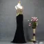 Chic / Belle Noire Doré Robe De Soirée 2019 Trompette / Sirène V-Cou Faux Diamant Sans Manches Dos Nu Train De Balayage Robe De Ceremonie
