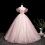 Flower Fairy Blushing Pink Butterfly Appliques Beading Prom Dresses 2025 Ball Gown V-Neck Sleeveless Backless Floor-Length / Long Prom Formal Dresses