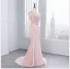 Chic / Belle Rose Bonbon Robe De Soirée 2018 Trompette / Sirène Dentelle Fleur Perlage Noeud Encolure Dégagée 1/2 Manches Dos Nu Train De Balayage Robe De Ceremonie