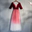 Chic / Beautiful Burgundy Evening Dresses  2019 A-Line / Princess V-Neck Suede 1/2 Sleeves Backless Sequins Floor-Length / Long Formal Dresses