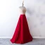Elegante Burgunderrot Ballkleider 2019 A Linie One-Shoulder Rückenfreies Pailletten Quaste Ärmellos Sweep / Pinsel Zug Festliche Kleider