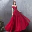 Charmant Bordeaux Robe De Soirée 2019 Princesse De l'épaule Perlage Cristal En Dentelle Fleur Paillettes Manches Courtes Dos Nu Longue Robe De Ceremonie