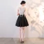 Chic / Belle Noire Robe De Cocktail 2019 Princesse Encolure Dégagée En Dentelle Appliques Faux Diamant Sans Manches Courte Robe De Ceremonie