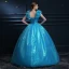 Affordable Cinderella Pool Blue Prom Dresses 2019 Ball Gown Glitter Tulle Scoop Neck Butterfly Appliques Sleeveless Backless Floor-Length / Long Formal Dresses