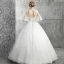 Elegante Weiß Brautkleider / Hochzeitskleider 2019 Ballkleid Rundhalsausschnitt Perlenstickerei Kristall Pailletten Blumen Spitze 1/2 Ärmel Rückenfreies Lange
