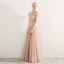 Élégant Champagne Robe De Bal 2019 Princesse De l'épaule En Dentelle Appliques Perlage Cristal Perle Faux Diamant Volants Manches Courtes Dos Nu Longue Robe De Ceremonie