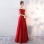 Charmant Bordeaux Robe De Soirée 2019 Princesse De l'épaule Perlage Appliques Cristal Paillettes Manches Courtes Dos Nu Longue Robe De Ceremonie